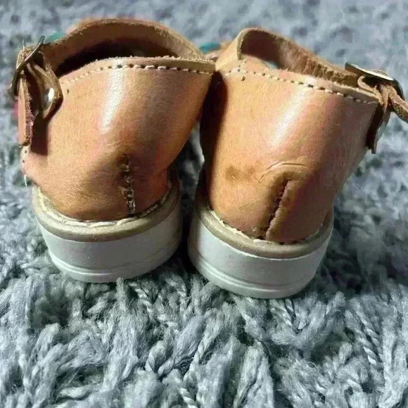 Huarache Girls US 7 Sandals Leather Girl Colorful Mexico Huaraches Floral EUC - Picture 3 of 6